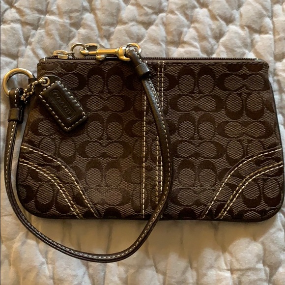 Coach Handbags - Coach brown signature logo wristlet
